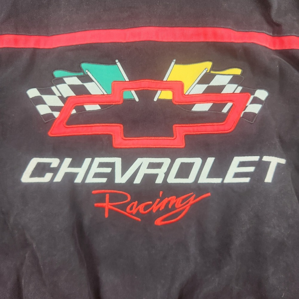 Racing Champions Chevrolet Racing NASCAR Jacket Mens Large Black Red Embroidered